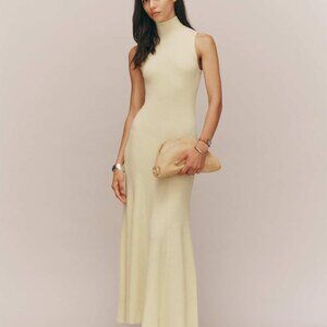 Reformation - NWT Odelia Cashmere Midi Dress (Color: Custard, Size: S) MSRP $348